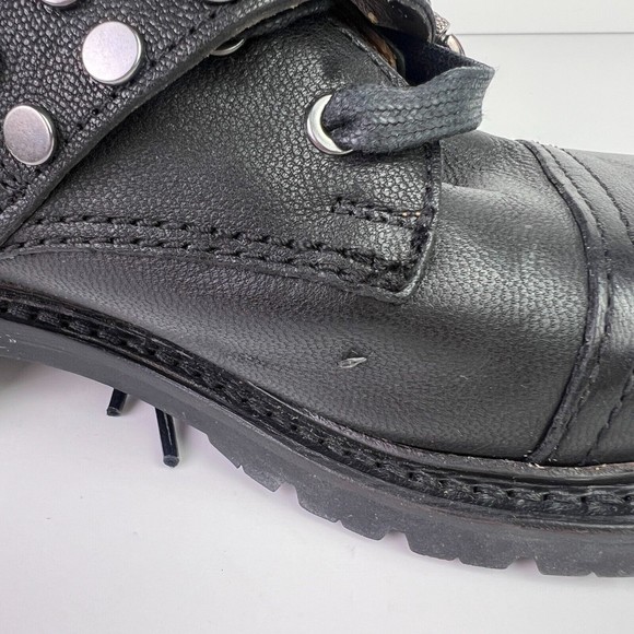 Frye Women's Samantha Stud Belted Hiker Combat Ankle Boots Black Size 7 - Picture 9 of 10